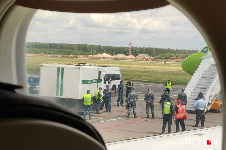 Встречают заключенного пассажира S7 в Домодедово