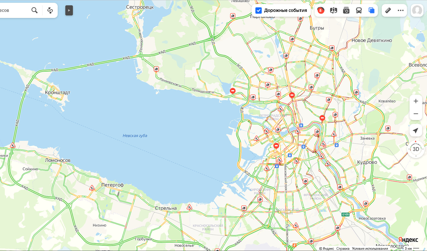 Шторм надул Петербургу аномальные пробки и заставил водителей таранить препятствия