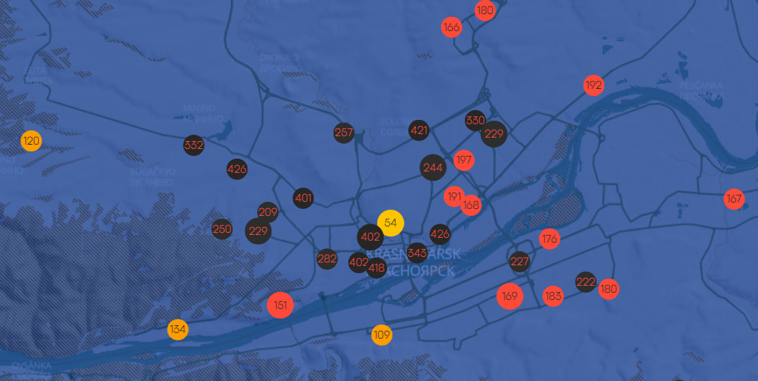 Датчики слежения за качеством воздуха фиксируют ухудшения качества воздуха практически во всех районах города