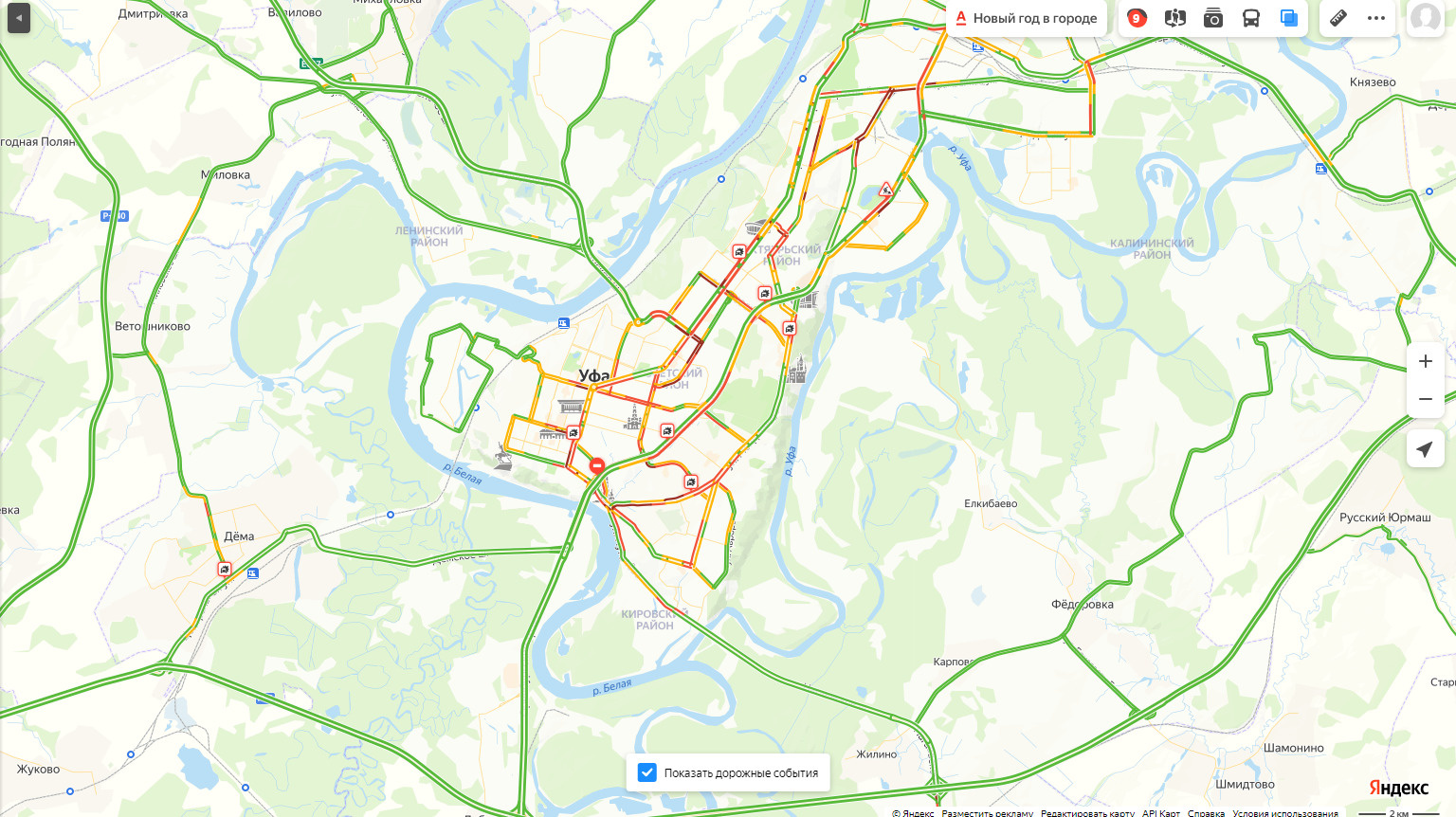 Карта уфы с пробками онлайн