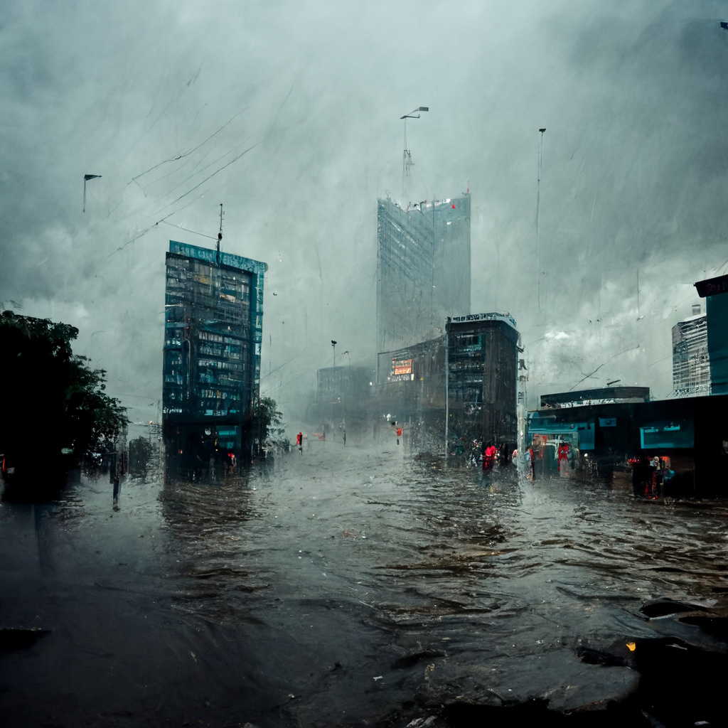 Центр города во время дождя Центр города во время дождя