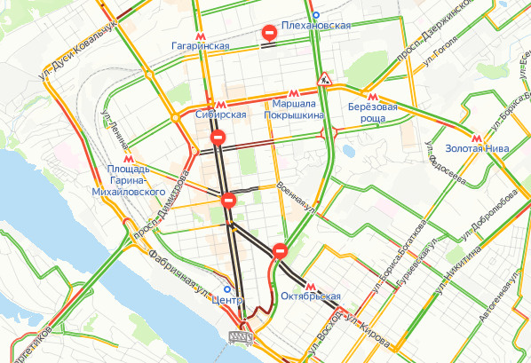 Схема перекрытия улиц в новосибирске 9 мая