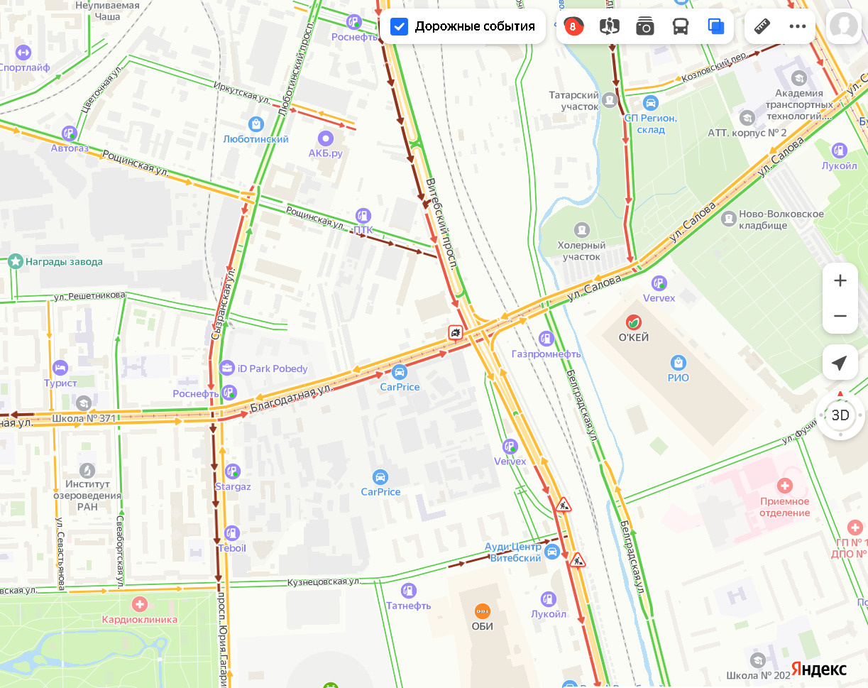 Карта спб для автомобилистов со знаками