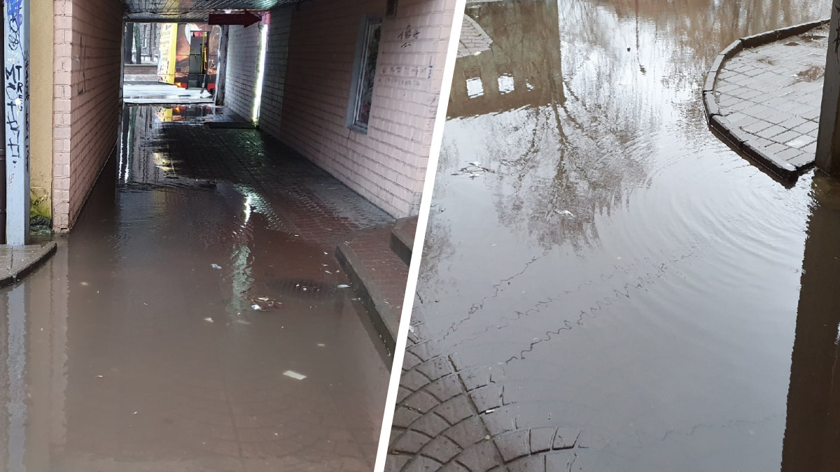 Воды по щиколотки: улицу Комсомольскую в центре затопило после небольшого дождя. Снова