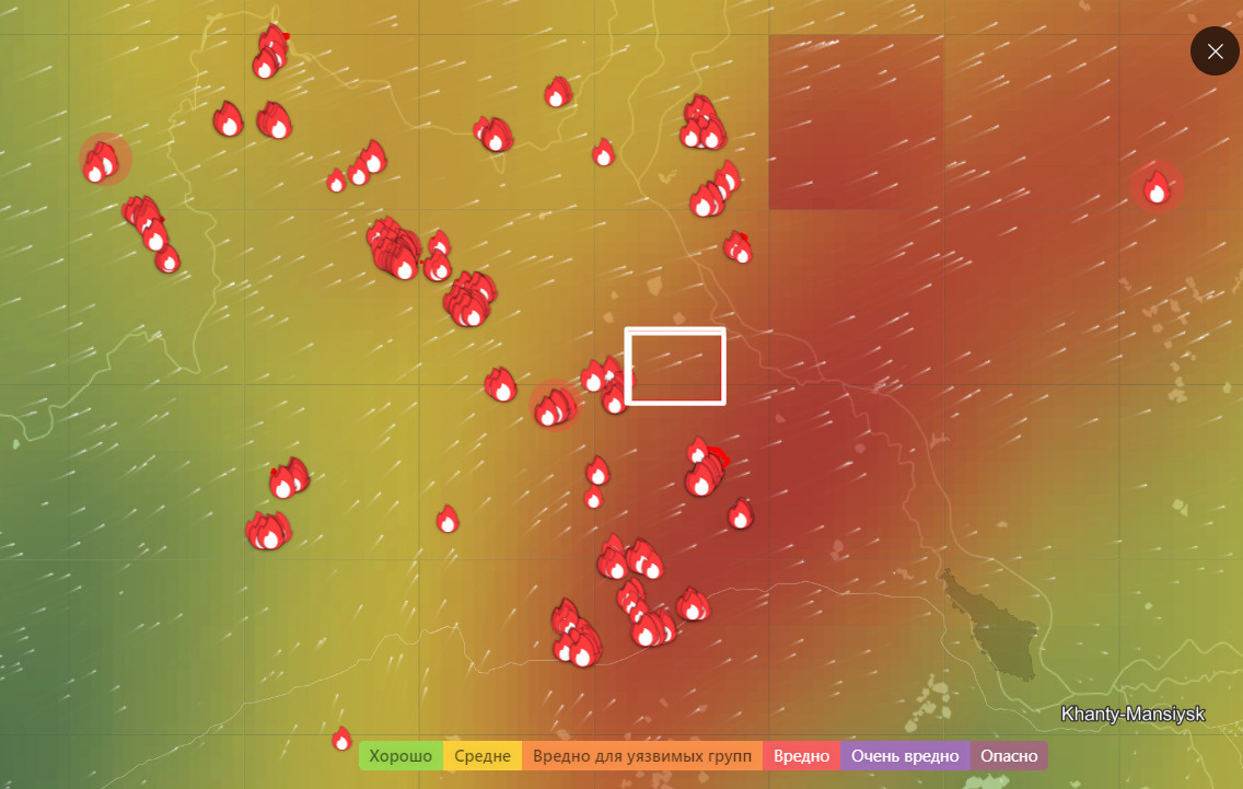 Карта пожаров в хмао