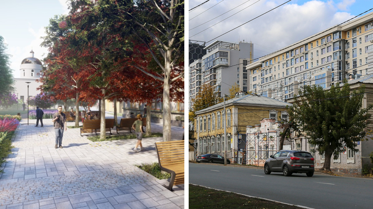 Детская площадка и много зелени: смотрим, как могла выглядеть улица Октябрьской Революции в Уфе