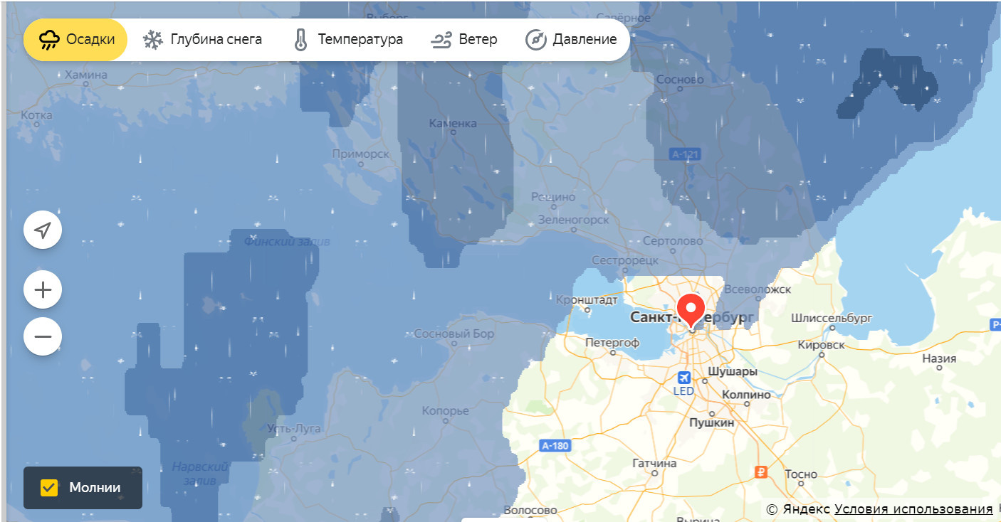 Карта погоды санкт петербург на сегодня