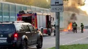 На Малой Филевской произошло столкновение — мотоцикл взорвался, водитель загорелся. Видео