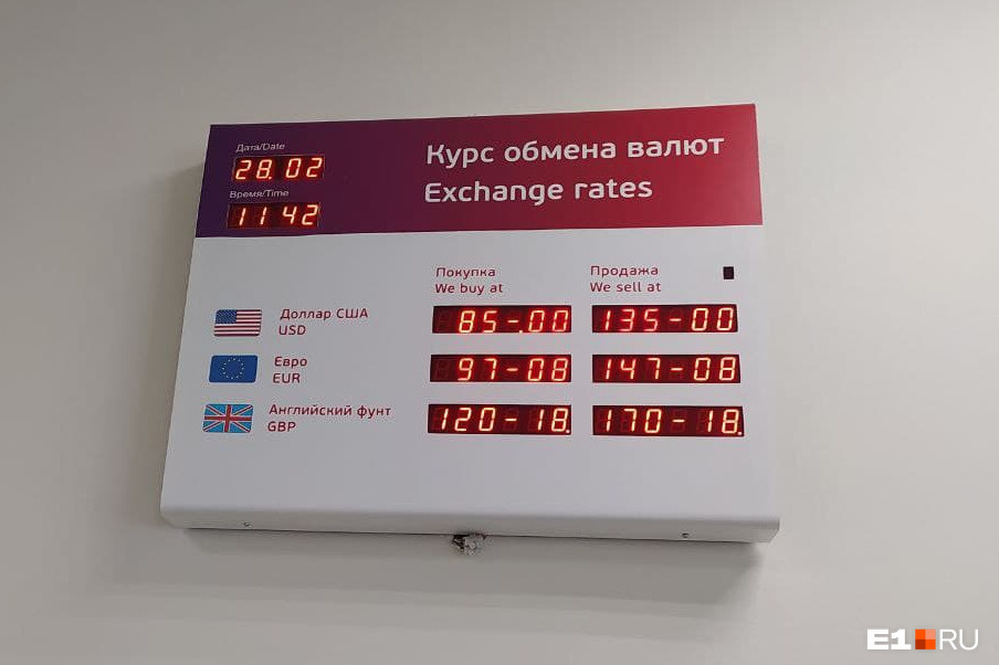 Доллар к рублю банки екатеринбурга