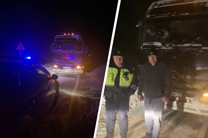 Полицейские помогли замерзающему на трассе дальнобойщику, который ехал в Читу