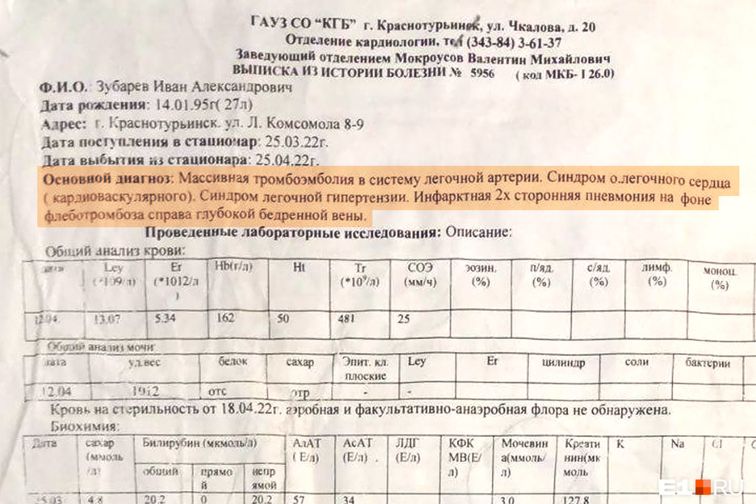 В Краснотурьинске уралец сгорел за полгода из-за обычного варикоза: его  девушка обвинила в этом больницу - 27 июля 2022 - e1.ru