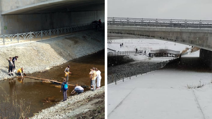 Жителям Академического вернули мост, чтобы дети не ходили по воде