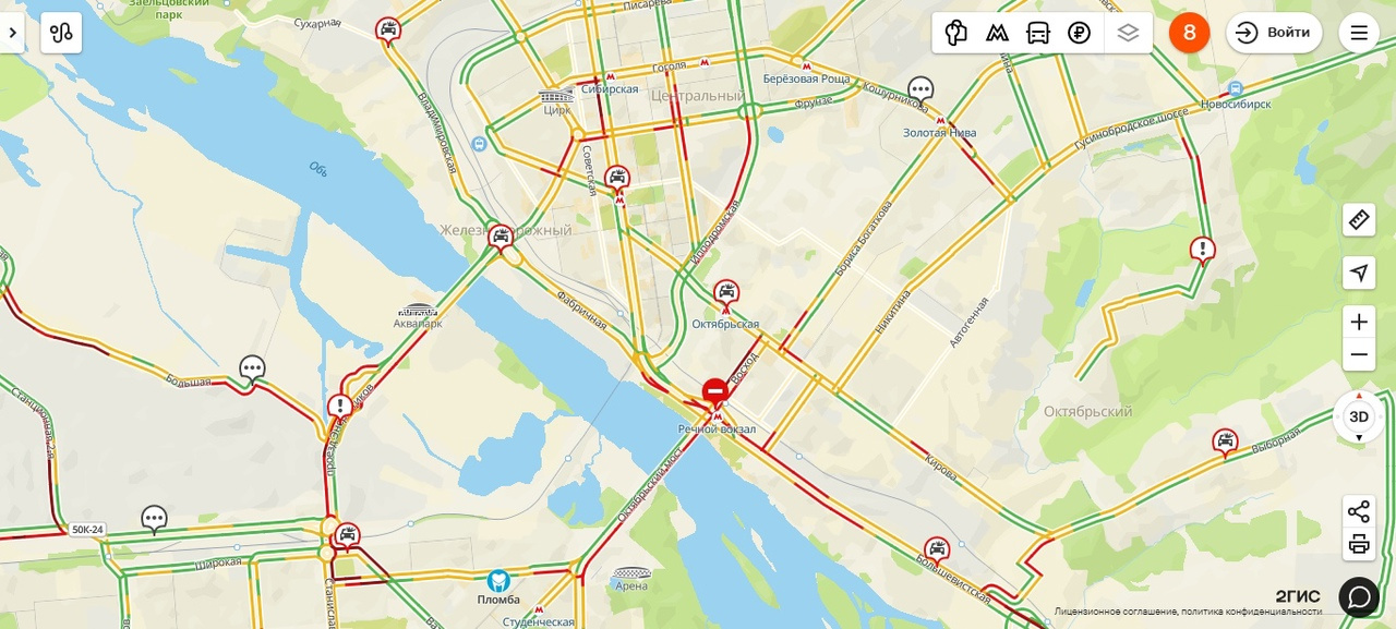 Карта новосибирска пробки онлайн в реальном времени