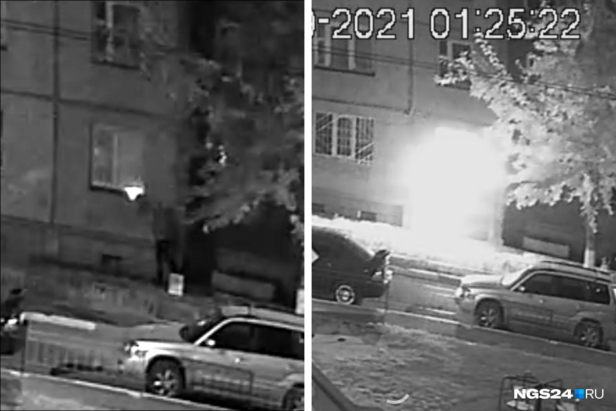 Неизвестный поджигает окно активистки дома на Весны, 2 Неизвестный поджигает окно активистки дома на Весны, 2