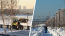 В Новосибирске экскаватор попался на скидывании снега к Оби на Михайловской набережной
