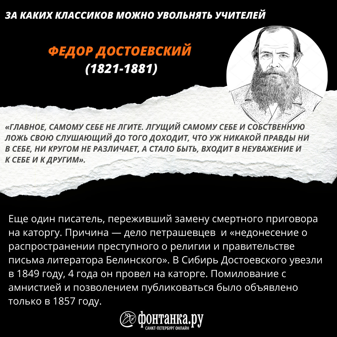 А имей 100 врагов. За каких классиков можно увольнять учителей - 7 февраля  2022 - ФОНТАНКА.ру