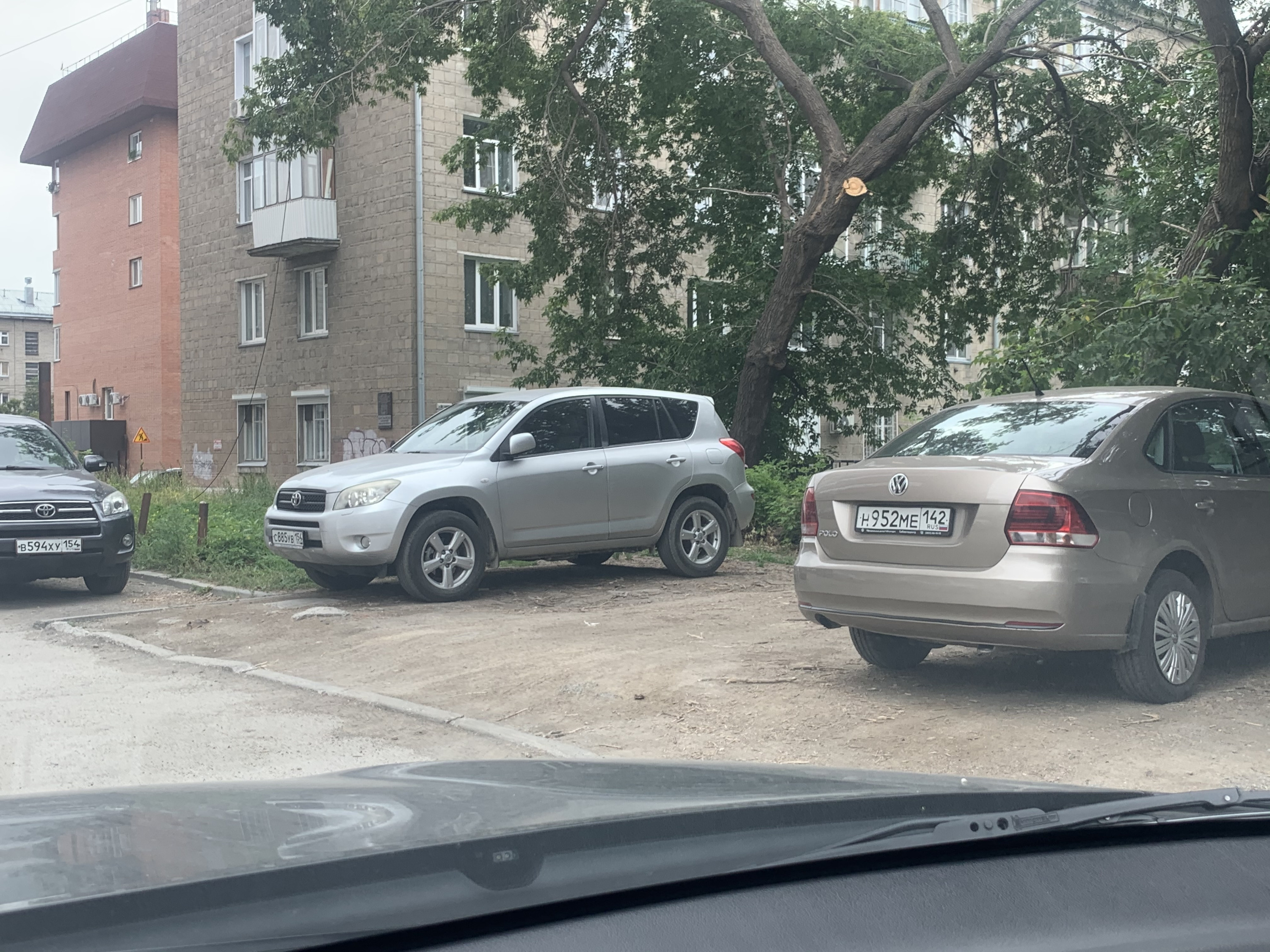 Массово стоят на газоне