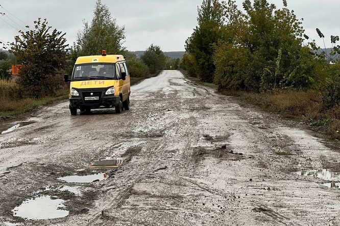 Дорога в Елкибаево осенью