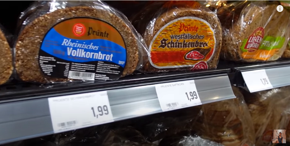 Заводской хлеб стоит примерно 1,19–1,99 евро