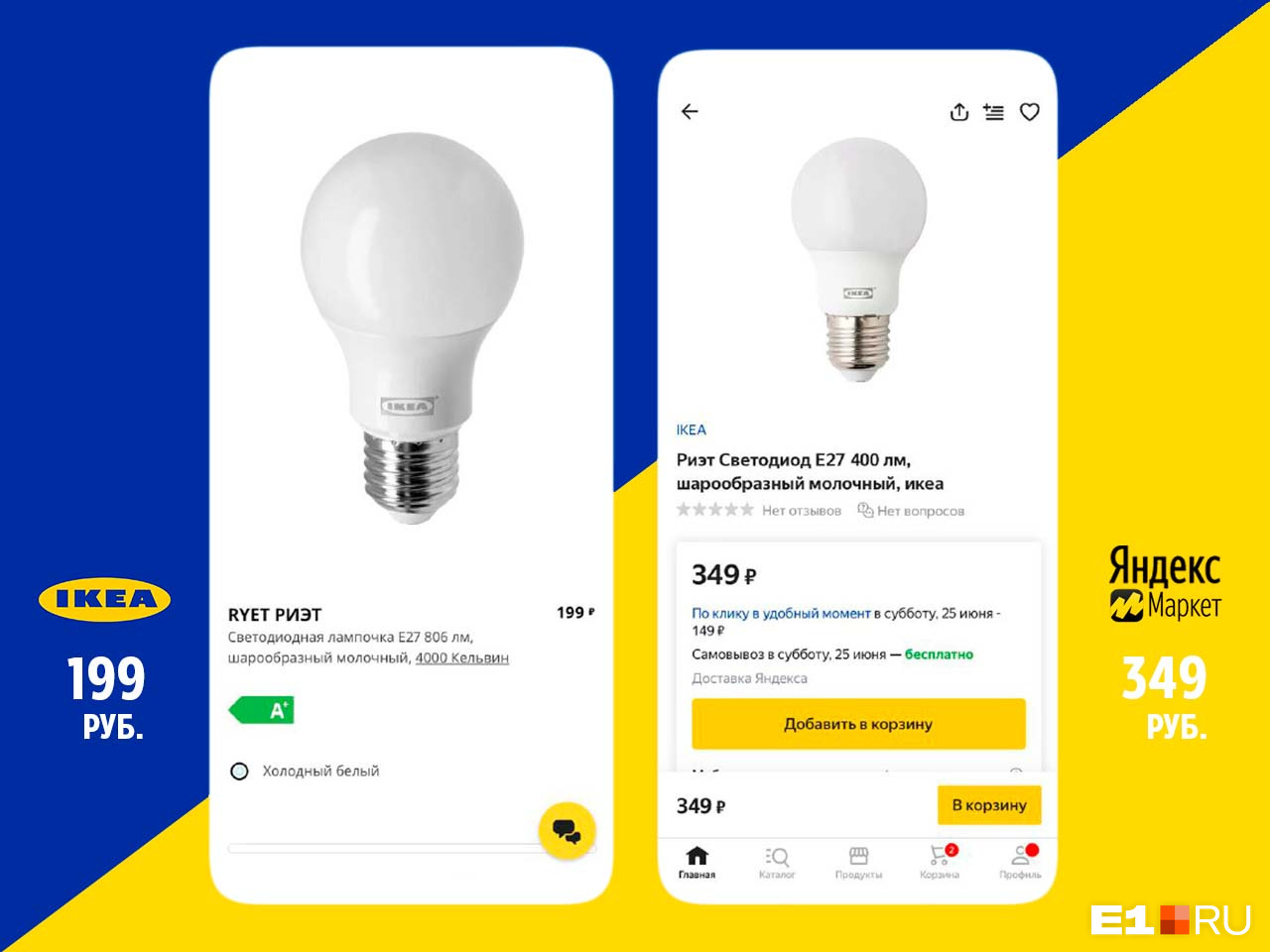 В наличии есть много нужных мелочей. Например, лампочки продают на «Яндекс.Маркете» (там же мы нашли контейнеры для еды и некоторую мебель)
