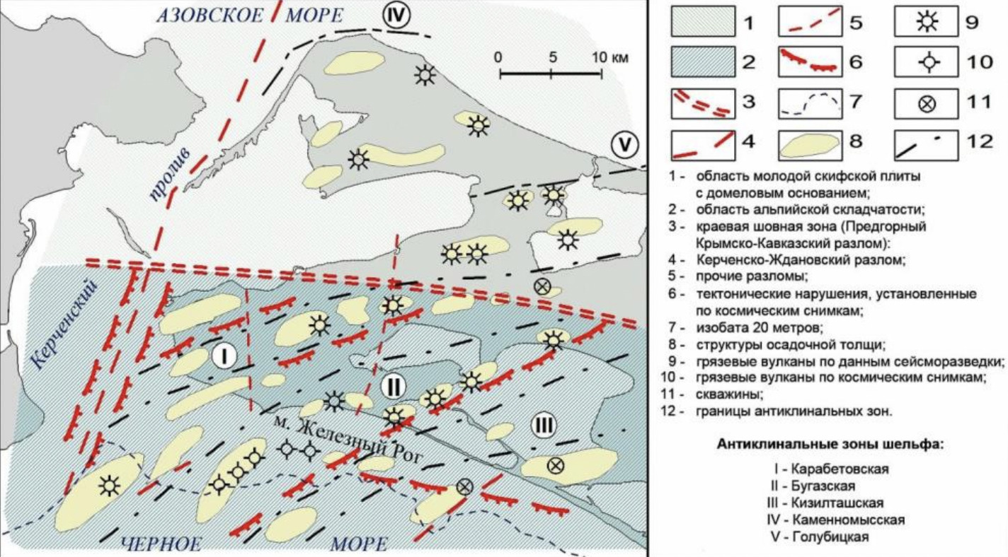 Структурно-тектоническая схема Таманского полуострова
