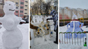 Снежная баба с грудью, оранжевые тигры и забавные снеговики: как новосибирцы украшают свои дворы