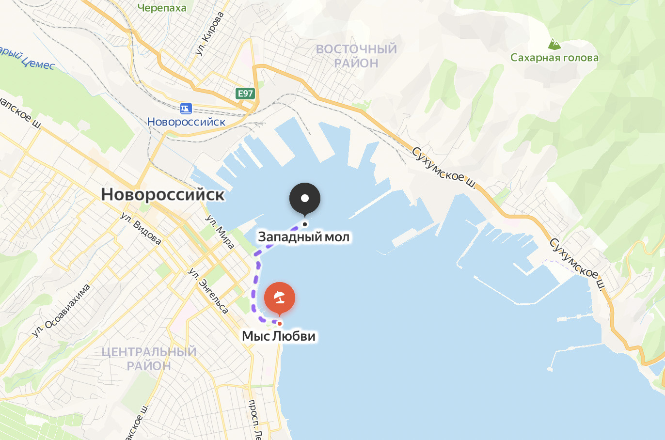 Новороссийская бухта карта