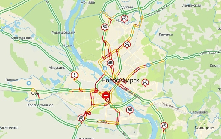 Карта новосибирска пробки онлайн