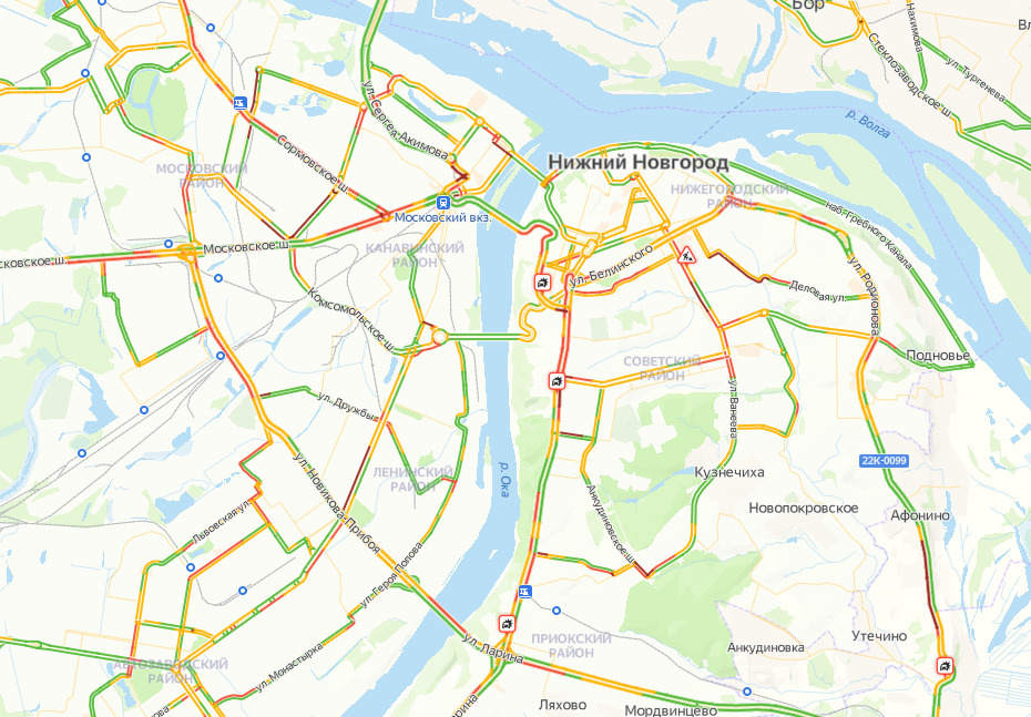 Пробки в нижегородской области сейчас онлайн карта