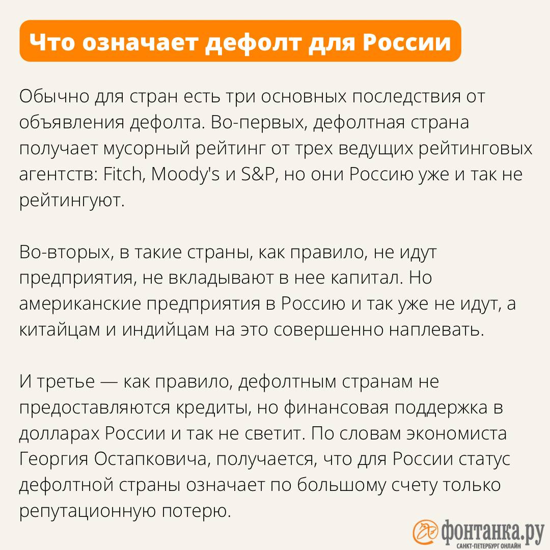 Правда ли что в России случился дефолт, что такое дефолт простыми словами -  27 июня 2022 - ФОНТАНКА.ру