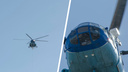 Фотограф четко «приблизил» вертолет, который быстро и высоко пролетел над Архангельском
