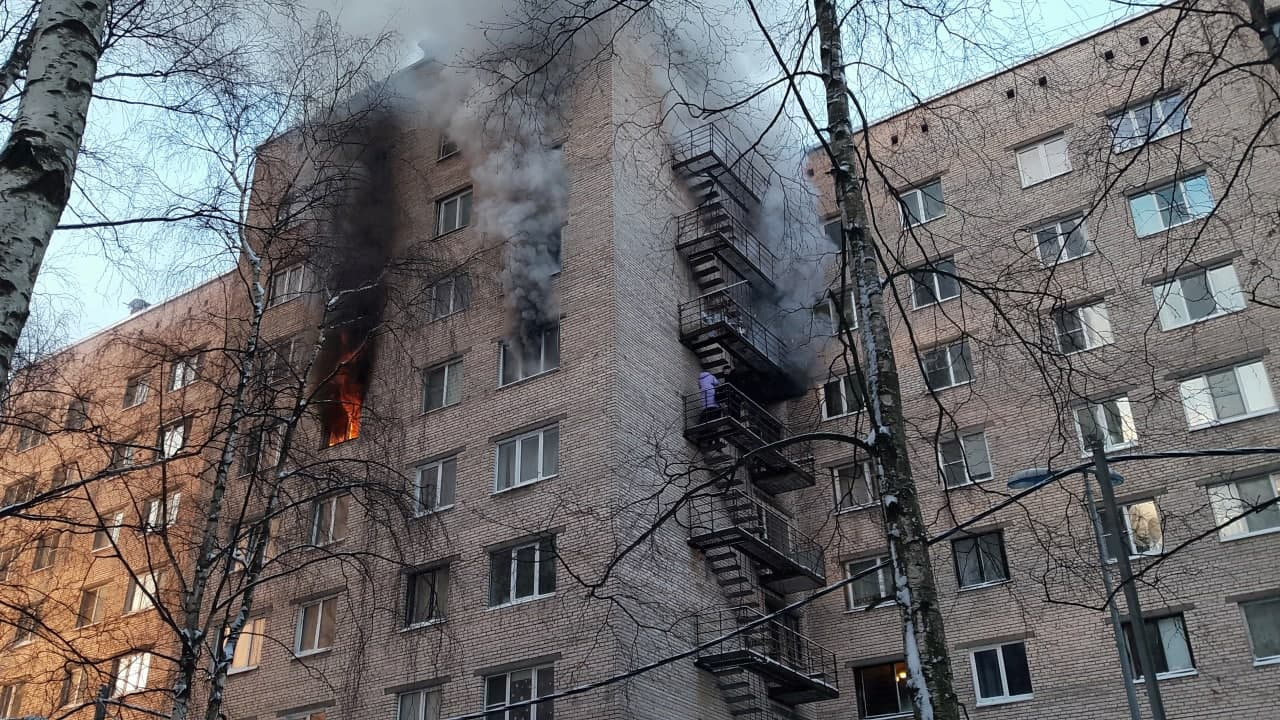 Спускались вместе с детьми и мяукающими кошками». На Брянцева горела  квартира в бывшем общежитии - 22 декабря 2021 - ФОНТАНКА.ру