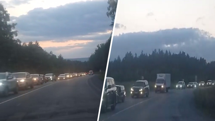 Видео: водитель снял нескончаемую пробку под Екатеринбургом. Очередь из машин растянулась на километры