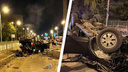 Машина вдребезги: в Самаре «Ниссан» врезался в бетонный блок