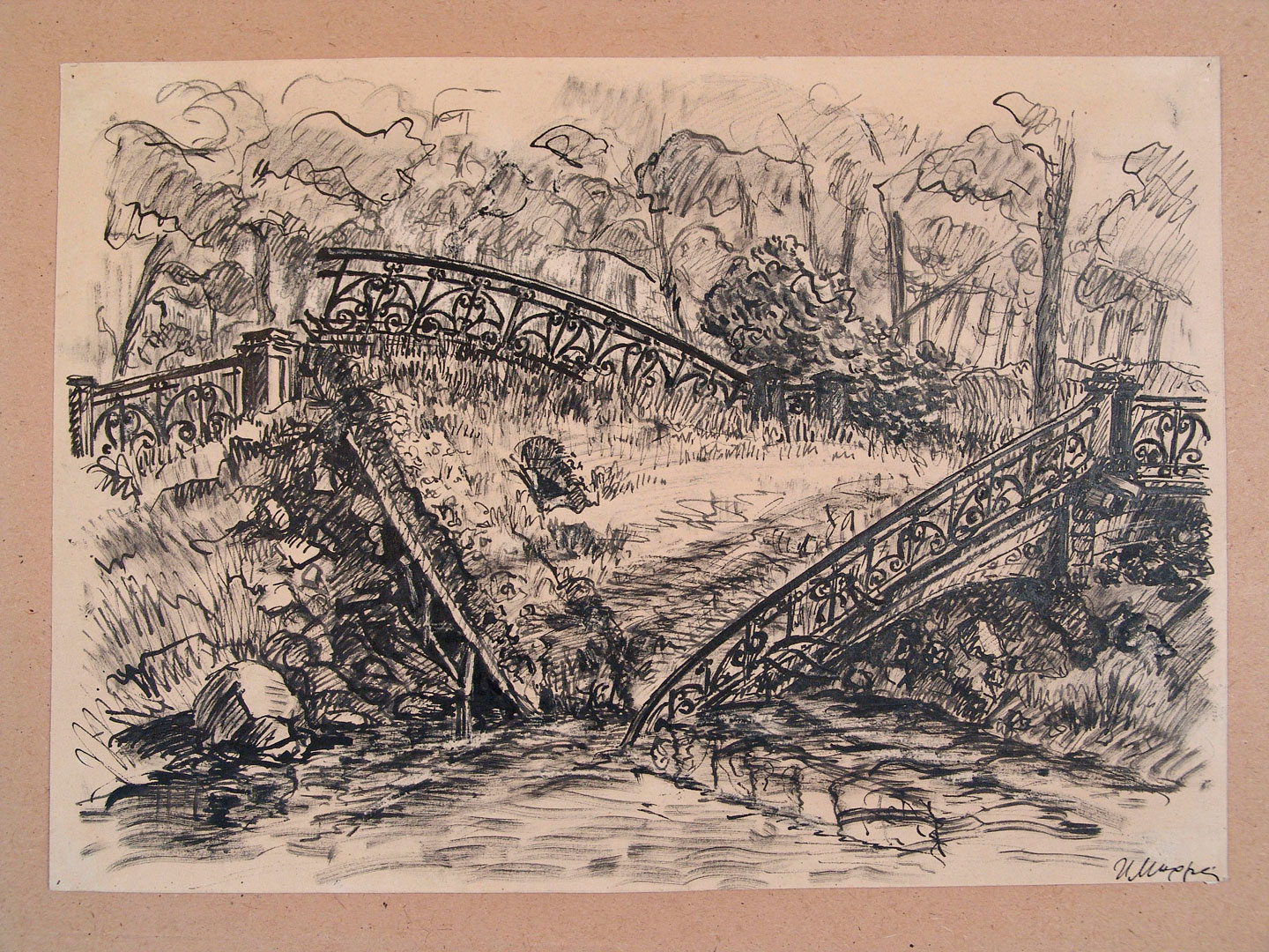 Михранянц И. Мостики Крестового канала в Александровском парке, 1944