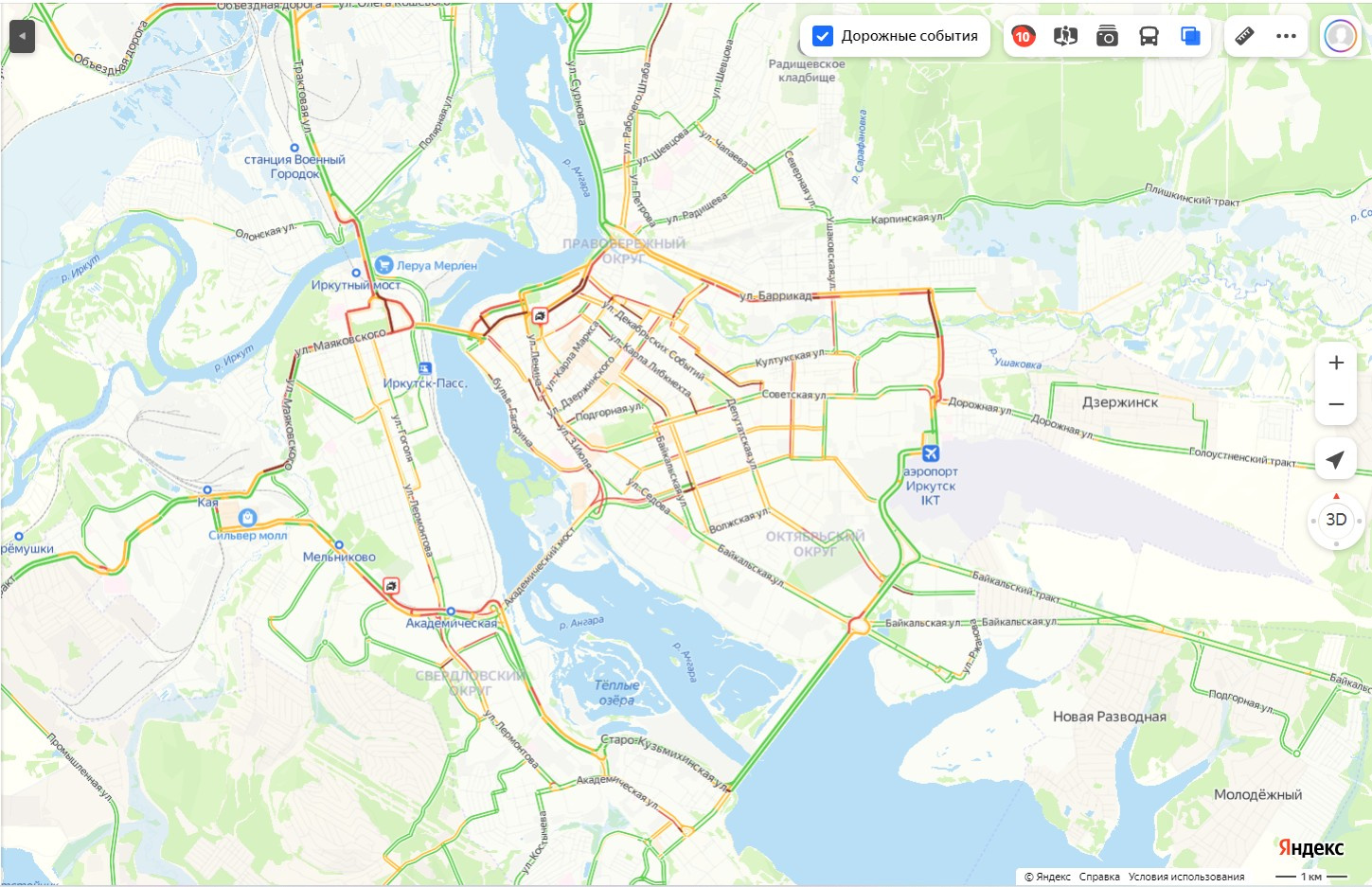 Карта пробок иркутск онлайн