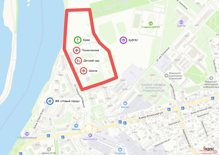 Примерно такой участок КубГАУ хочет передать городу Примерно такой участок КубГАУ хочет передать городу
