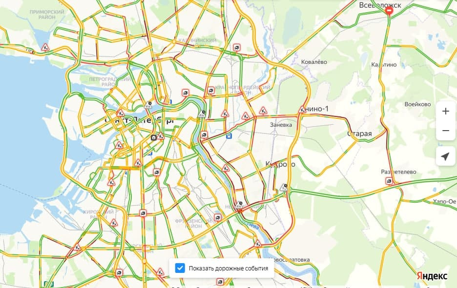 Карта с пробками санкт петербург