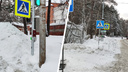 «Вынуждены перебегать»: в Нижней Ельцовке установили светофоры с кнопками, но подходы к ним завалены сугробами