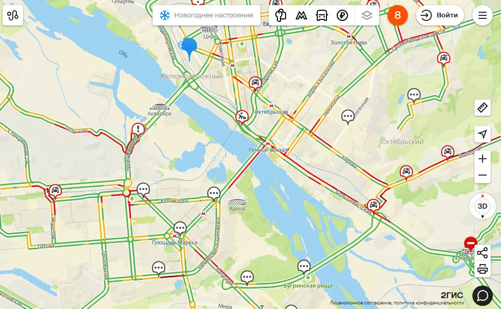 Карта новосибирска 2гис пробки