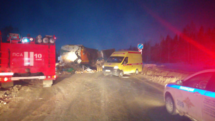 На М-5 в Челябинской области в столкновении двух большегрузов погиб водитель одного из них