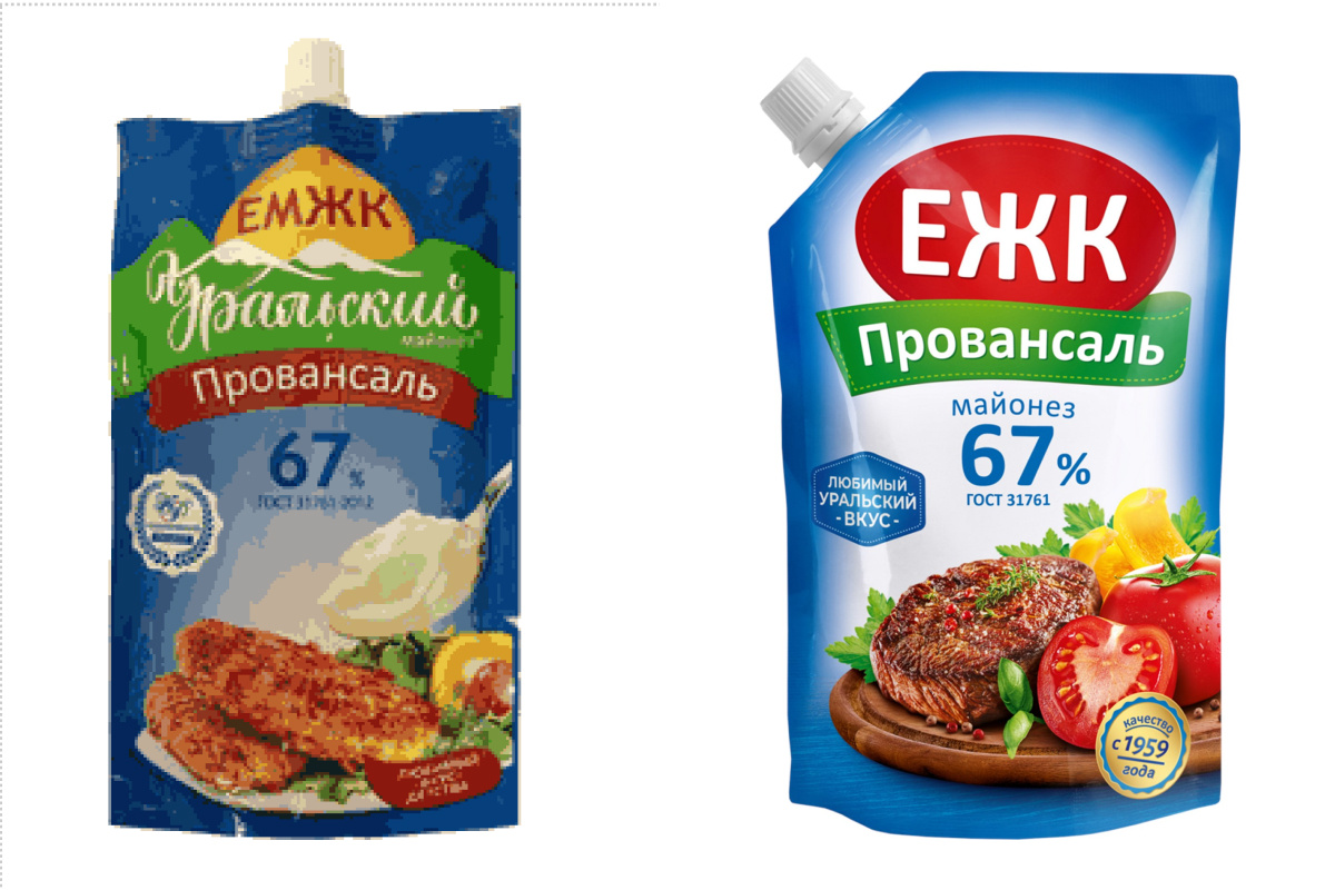 Слева — майонез новой марки «ЕМЖК Уральский Провансаль», а справа — старый добрый ЕЖК