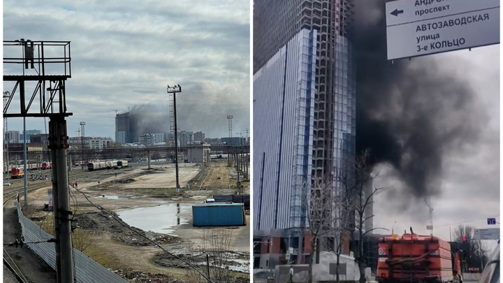 В московском ЖК загорелась гидроизоляция. Фото и видео с места пожара