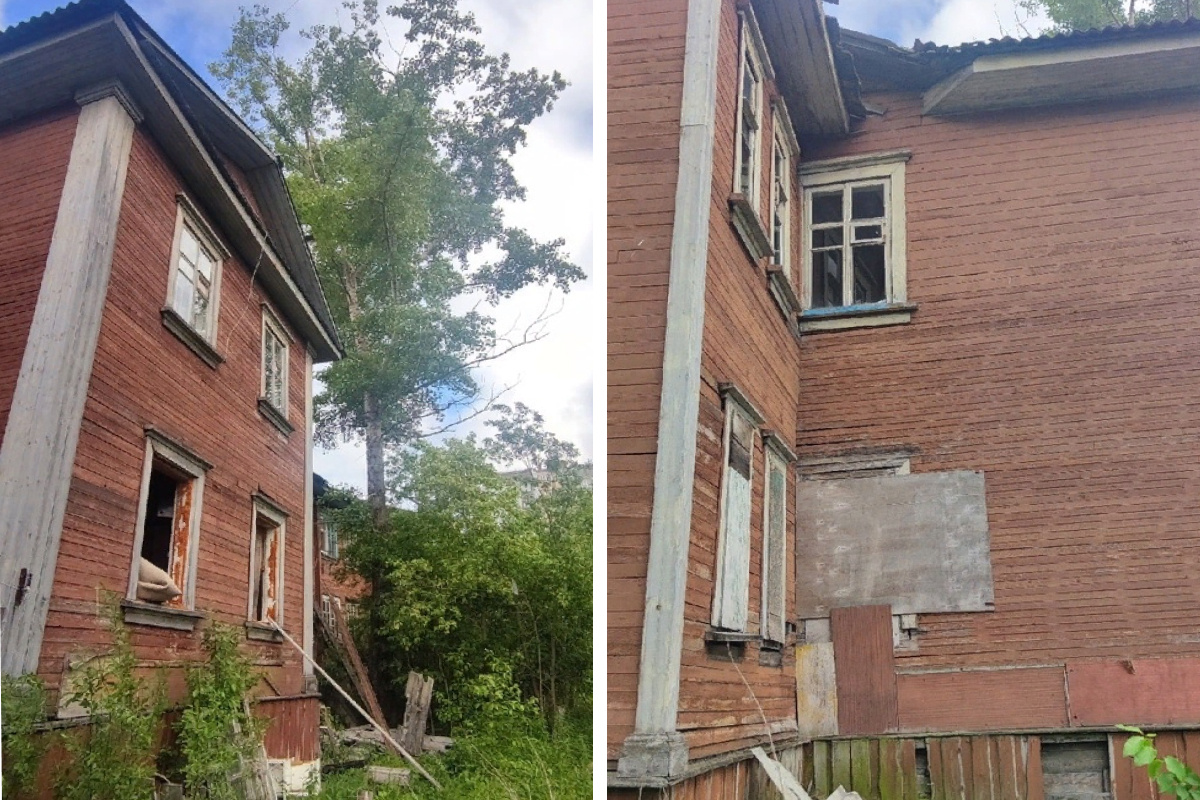 Некоторые окна в доме заколочены Некоторые окна в доме заколочены