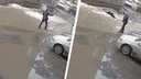 Вторая глыба за день упала на прохожую в Новосибирске: инцидент на Маркса попал на видео
