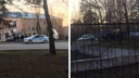 На Первомайке иномарка снесла школьный забор и вылетела на территорию