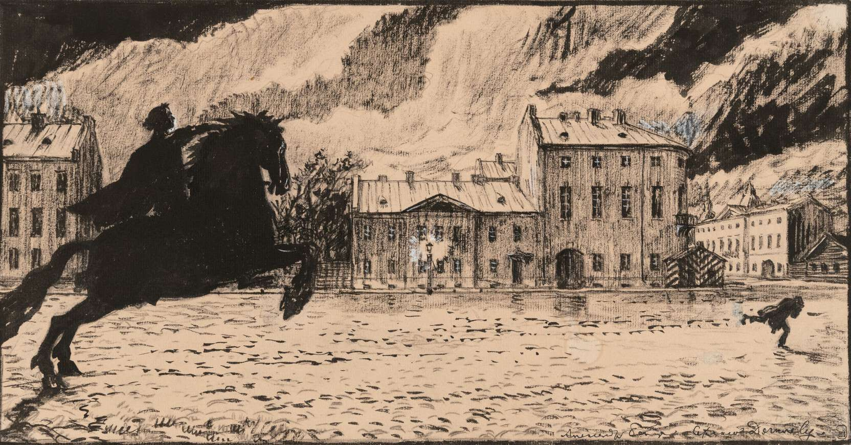 Бенуа А. Н. Иллюстрация к «Медному всаднику». 1916