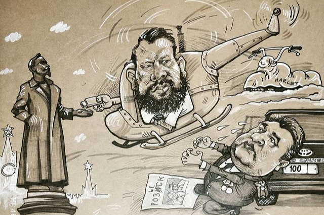Уфимский карикатурист Бузыкаев, иллюстрируя коррупционный скандал с Мосякиным, неспроста выбрал именно этот номер на машине Уфимский карикатурист Бузыкаев, иллюстрируя коррупционный скандал с Мосякиным, неспроста выбрал именно этот номер на машине