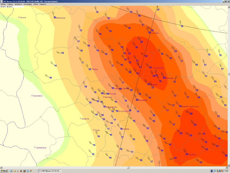 Карта порывов ветра онлайн