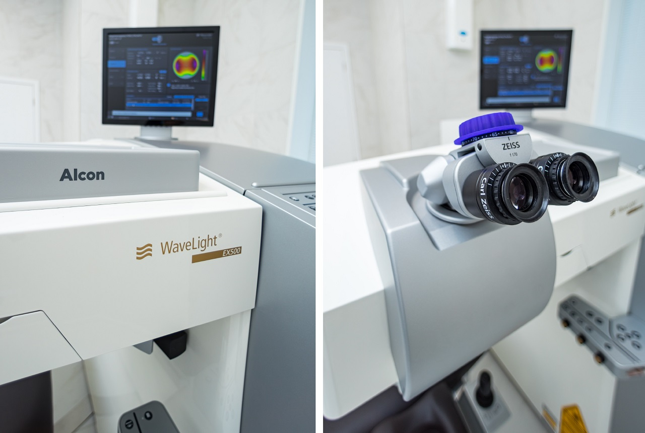 Операции проводятся на новейшей модели лазера Wave Light EX500 компании Alcon, лидера мировой офтальмологии